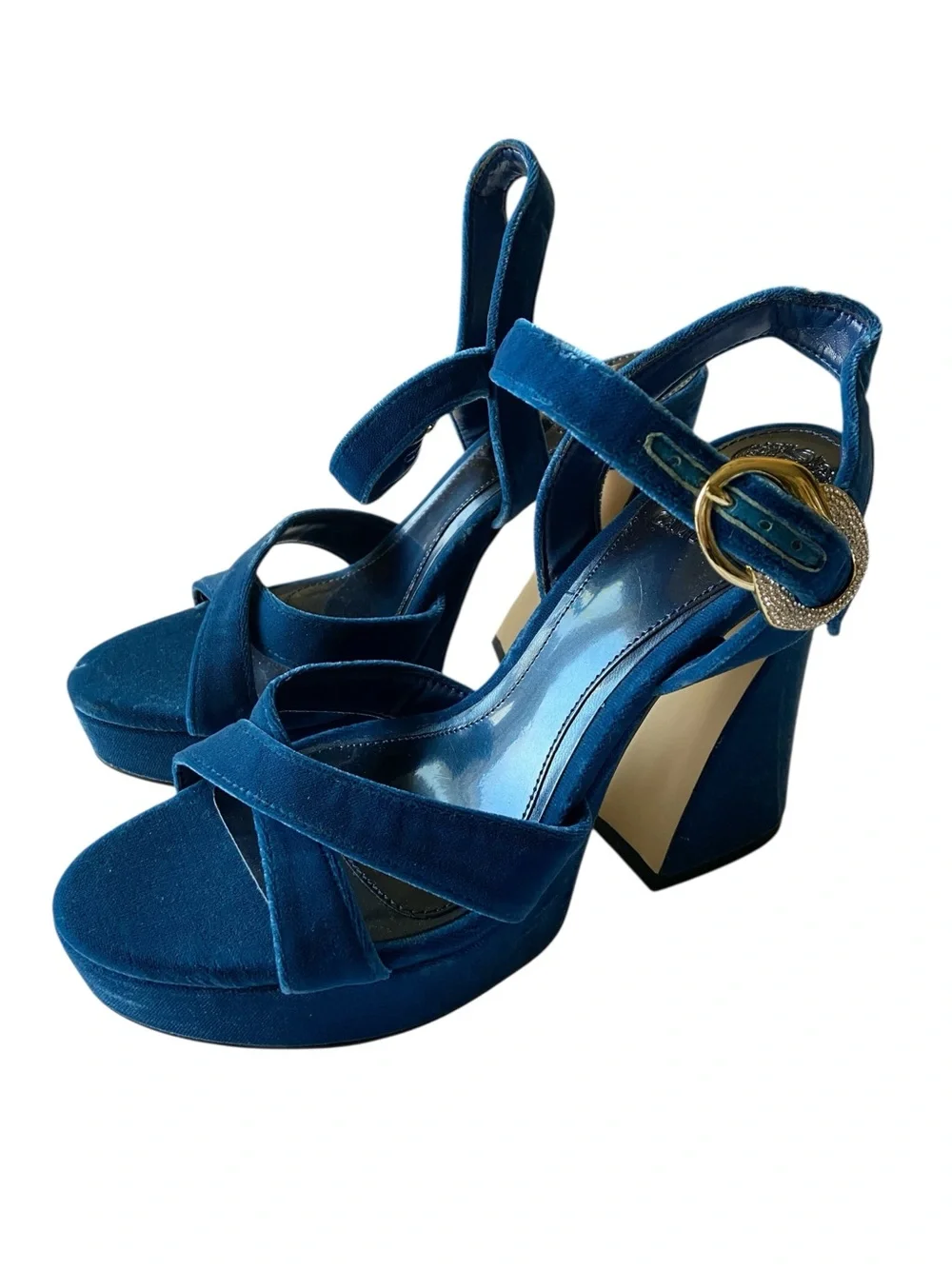 Vince Camuto Izia Velvet Platform Block Heel Sandals Size 9 NWOB